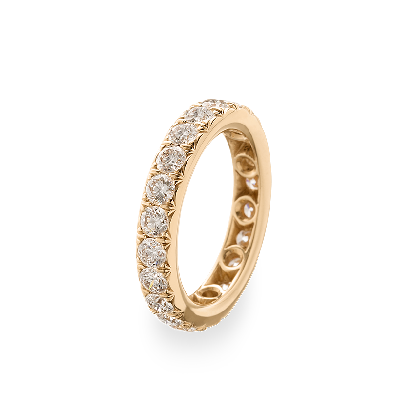 Eternity ring in 18K rose gold with round brilliant diamonds