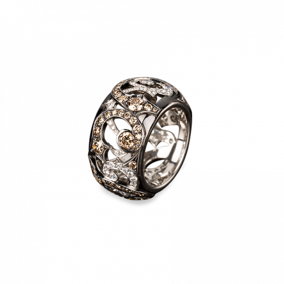 Arabesque Ring Champagner Weissgold