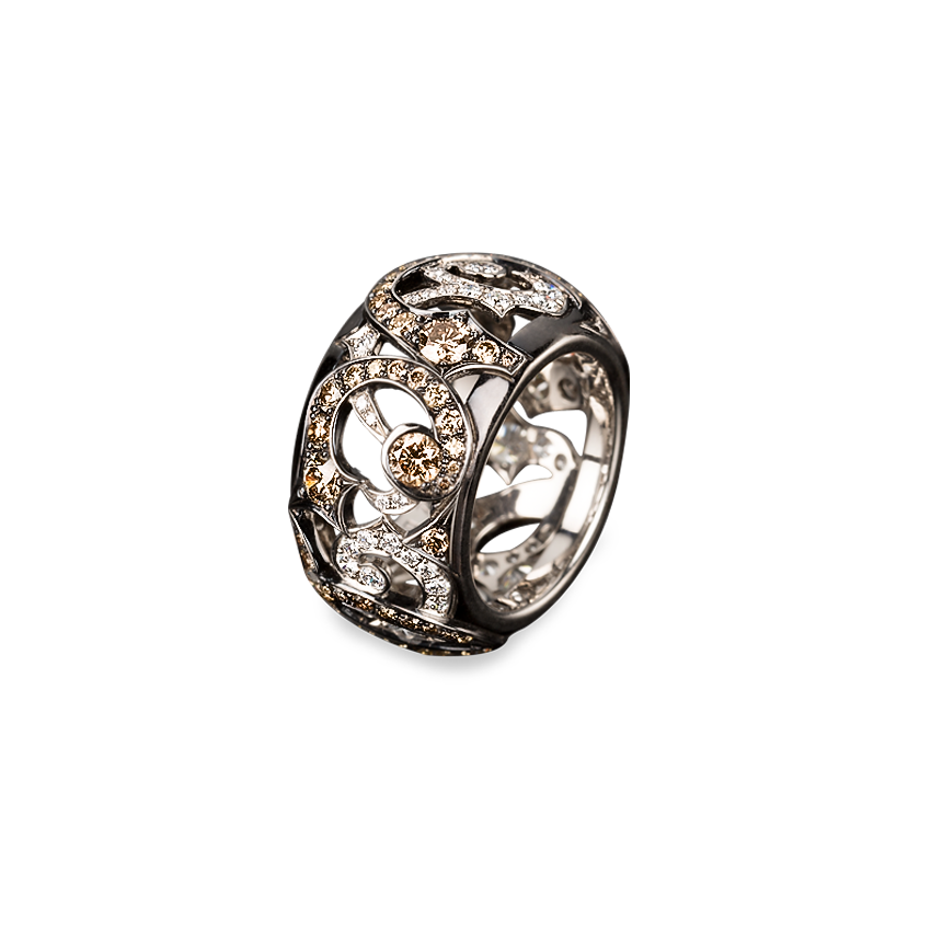 Arabesque Ring Champagner Weissgold