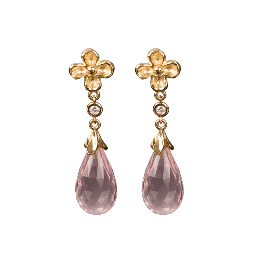 Bellevie Lohri Earrings in rose gold with rose quartz,