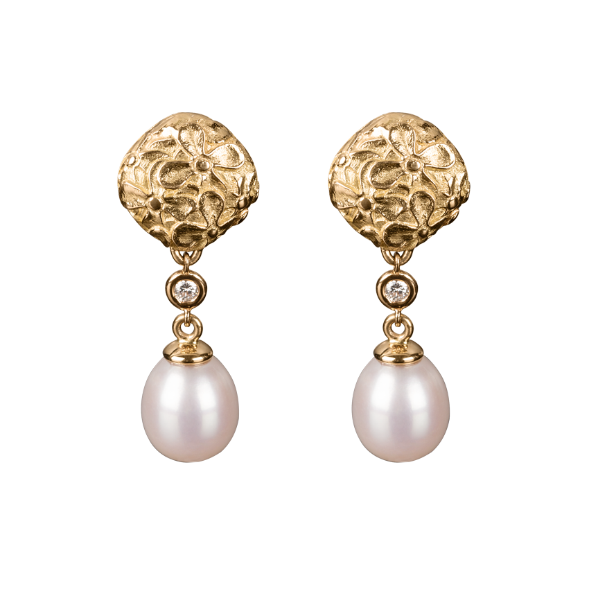 Bellevie Lohri Earrings in rose gold with pearls