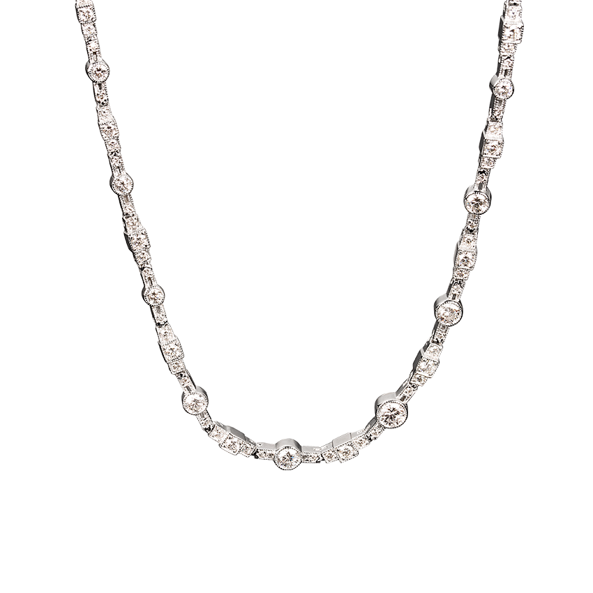 Necklace in white gold with diamonds