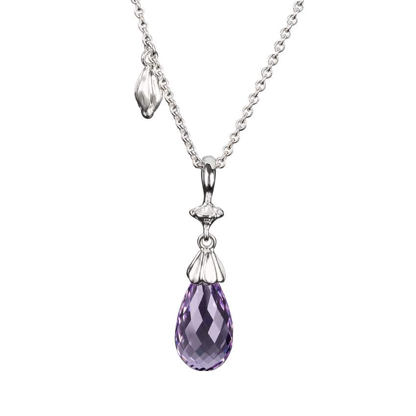 Petite Fleur Pendant in white gold with Amethyst