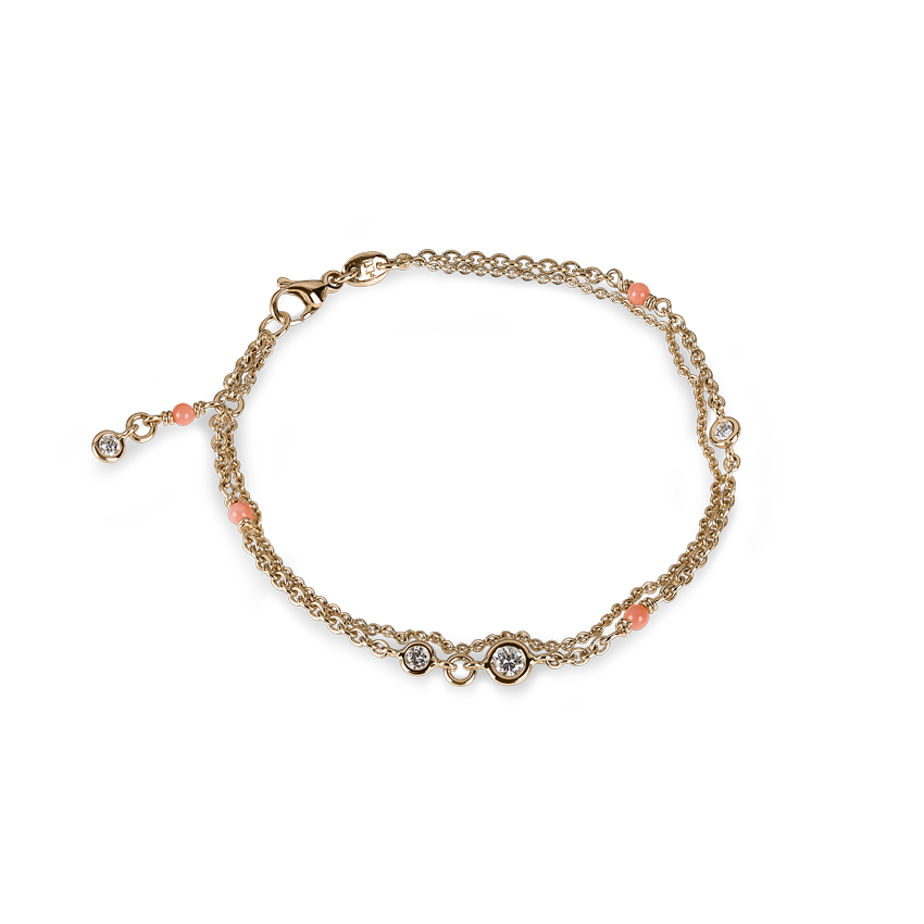 Les Fleurs Bracelet by Lohri in rose gold with diamonds and coral