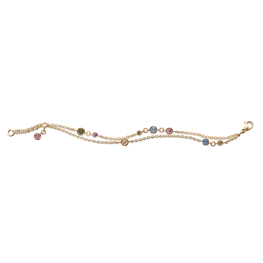Bracelet Rosegold mit Brillanten und Saphiren