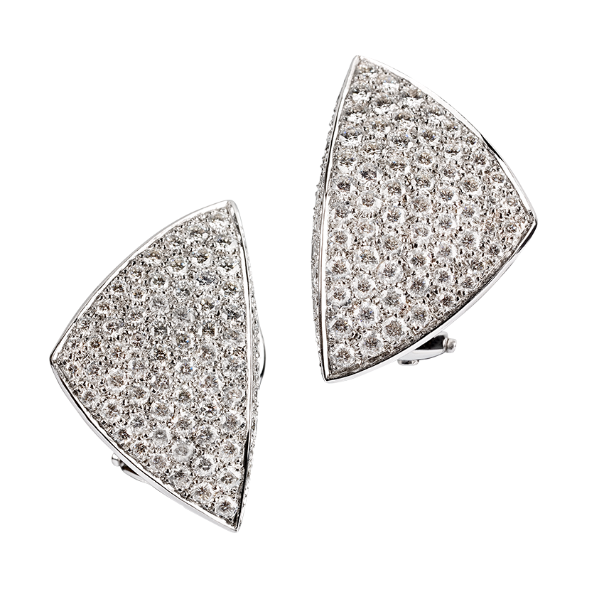 Jewel clip earrings 18k white gold