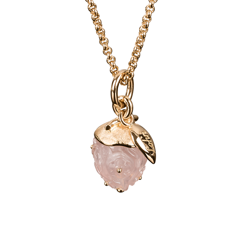 Petite Fleur Pendant in 18K rose gold with rose quartz