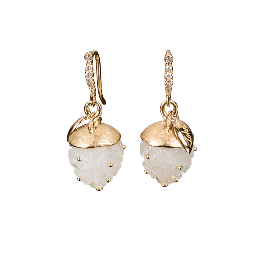 Petite Fleur Earrings in 18K rose gold with moonstone