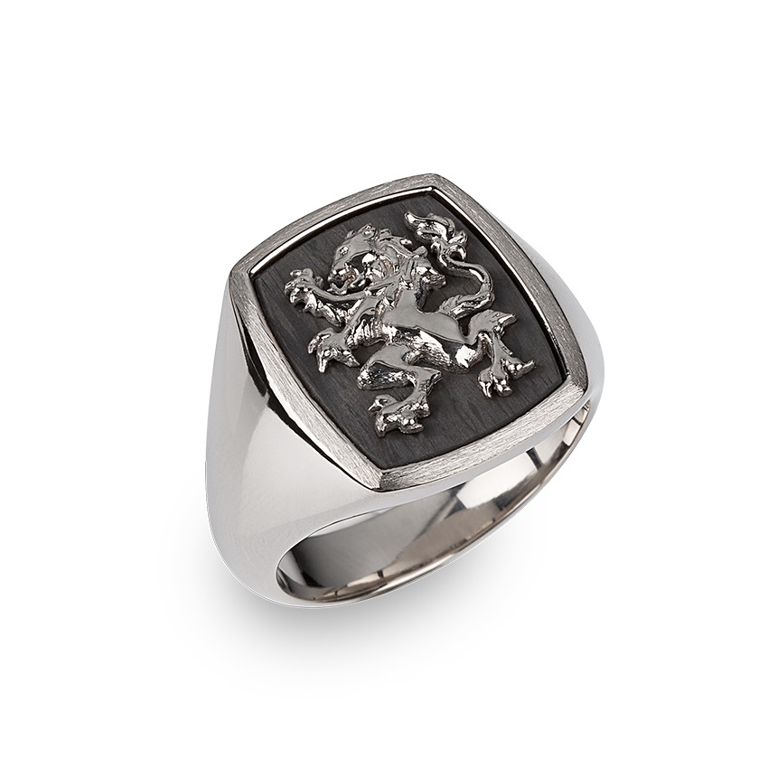 Héritage Crest Ring White Gold and Carbon