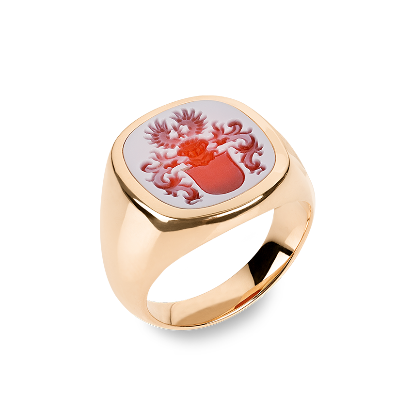 Héritage Signet Ring Rose Gold with carnelian