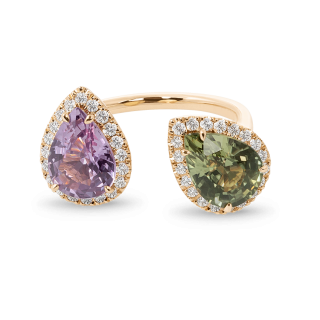 Juliette Ring 18k rose gold with sapphires and round brilliant diamonds