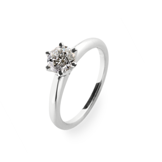 Solitaire ring in 18K white gold, diamonds 0.80 ct.