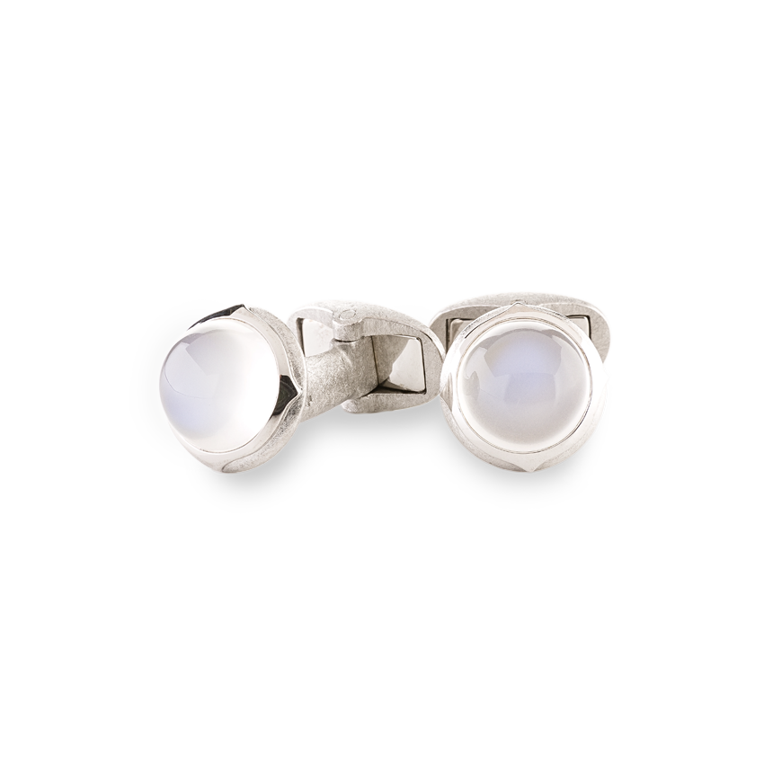 cufflinks white gold with moon stones