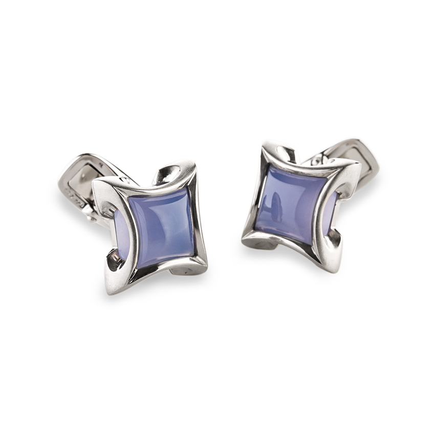 cufflinks white gold with chalcedony