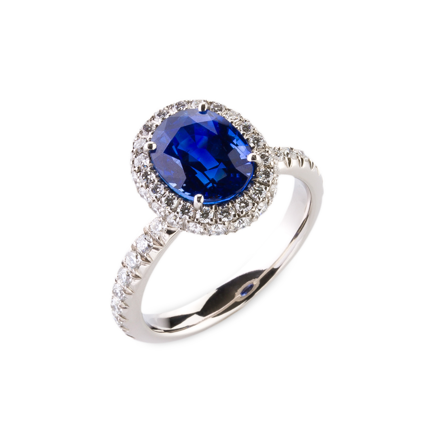 Ring in white gold with sapphire