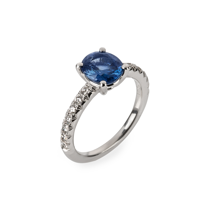diamond ring white gold with sapphire
