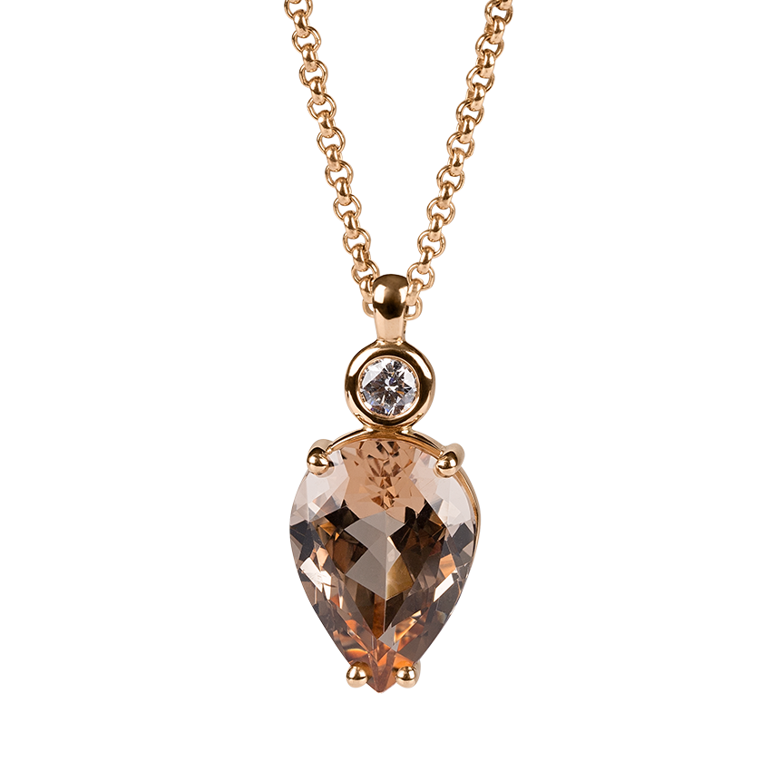 Amélie Necklace with Beryl and Diamond in 18K rose gold