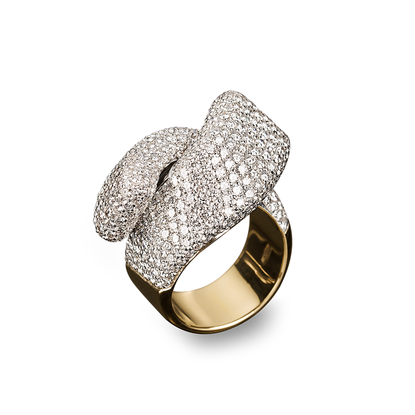 Diamond Pavé Ring White and Yellow Gold