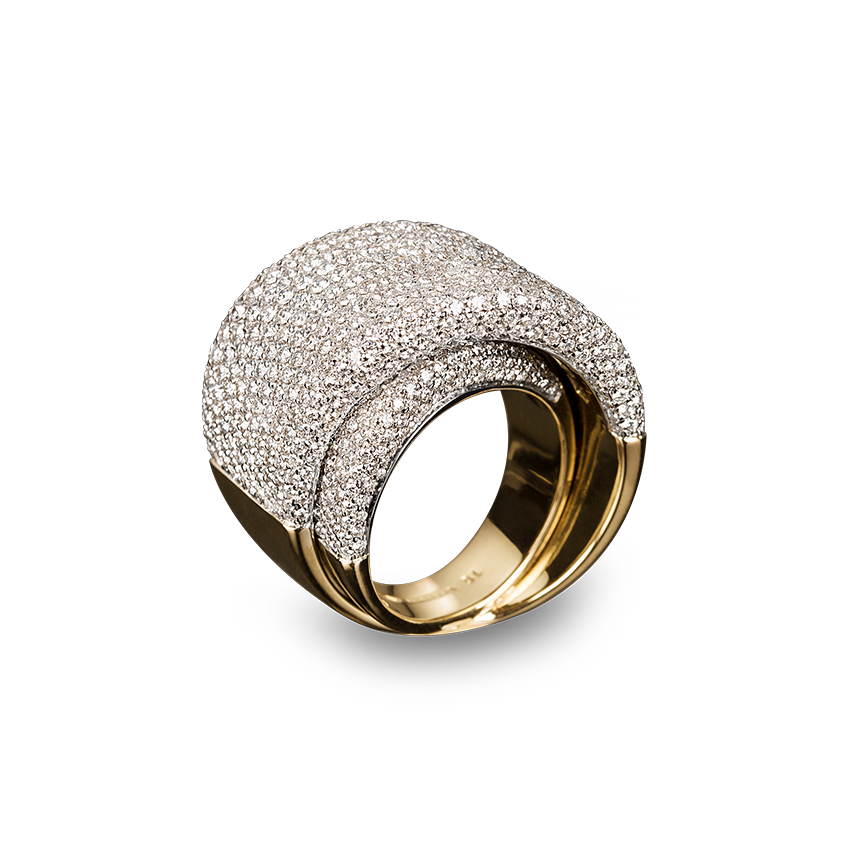 Diamantpavé-Ring Gelbgold