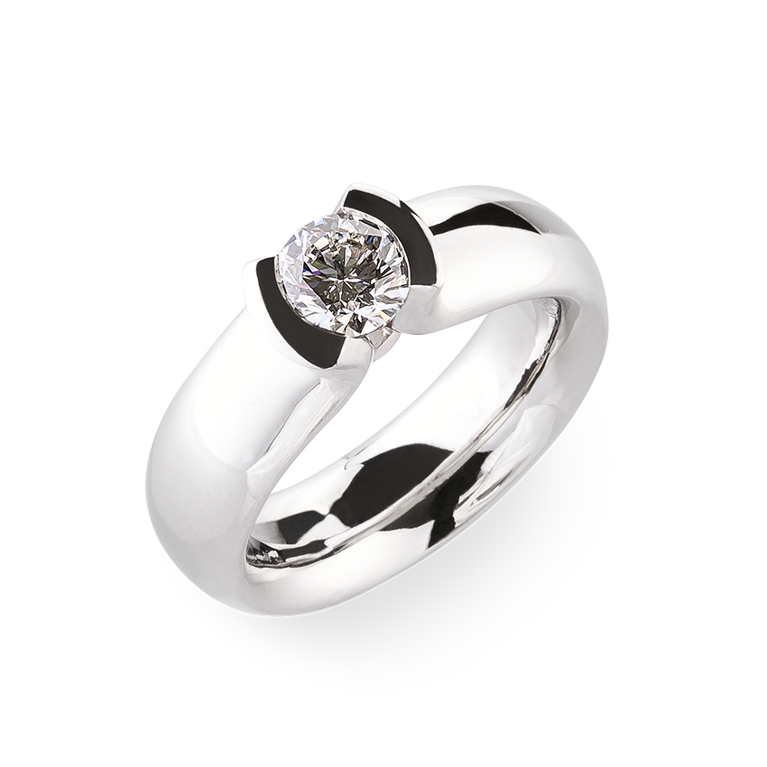 Solitaire ring in 18K white gold with diamond 0.80ct.