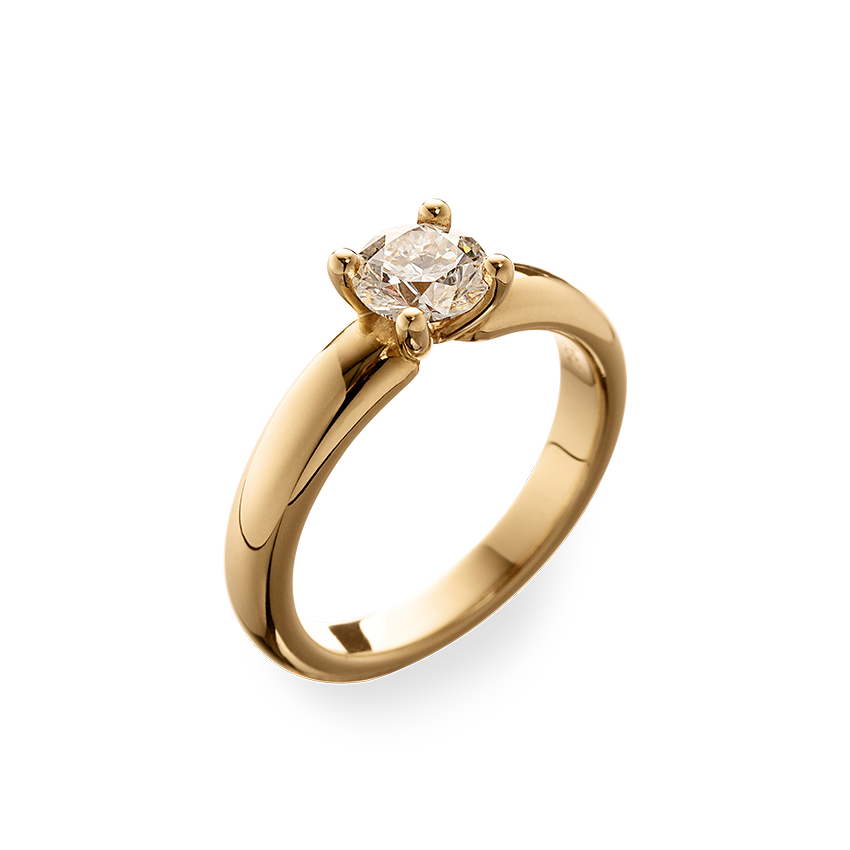 Solitaire ring in 750 rose gold with round brilliant diamond 0.80 ct.