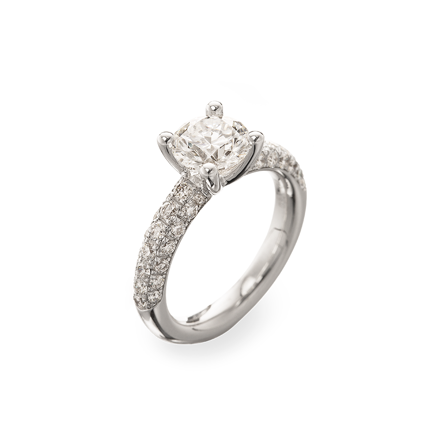 Solitaire ring in 18K white gold with diamond 1.76 ct.
