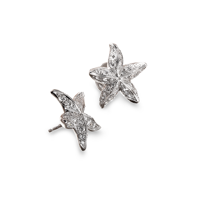 Starfish Earrings in 18K white gold with diamonds