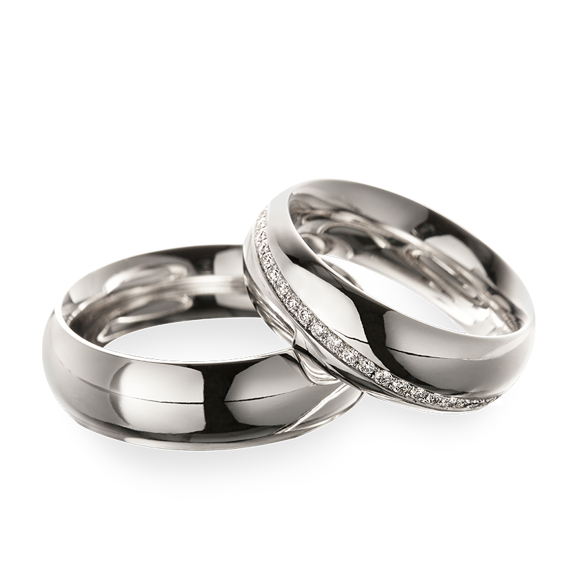 Wedding rings in 18k white gold