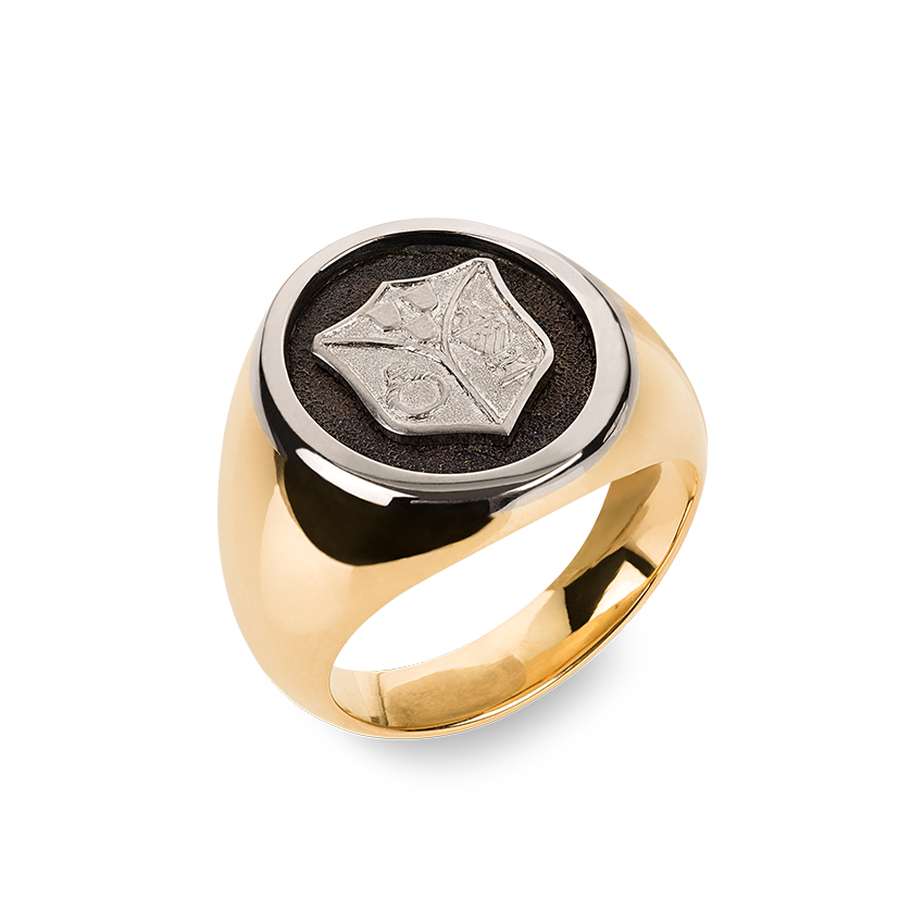 Héritage Crest Ring Yellow and White Gold